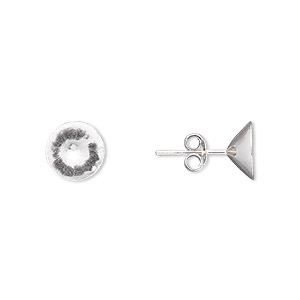 Earstud, Almost Instant Jewelry&reg;, sterling silver, 9mm round with SS39 rivoli or chaton setting. Sold per pair.