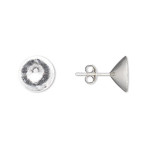 Earstud, Almost Instant Jewelry&reg;, sterling silver, 11mm round with SS47 rivoli setting. Sold per pair.