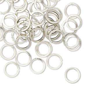 Jump ring, copper / zinc / nickel, nickel silver, 8mm hand-cut round square wire, 5.7mm inside diameter, 18 gauge. Sold per pkg of 50.