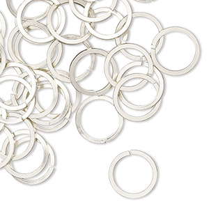 Jump ring, copper / zinc / nickel, nickel silver, 10mm hand-cut round square wire, 7.8mm inside diameter, 18 gauge. Sold per pkg of 50.