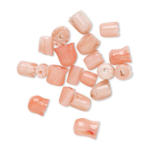 Bead mix, bamboo coral (dyed), pink, 4x4mm-7x6mm carved tulip, B- grade, Mohs hardness 3-1/2 to 4. Sold per pkg of 20.