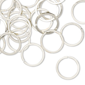 Jump ring, copper / zinc / nickel, nickel silver, 12mm hand-cut round square wire, 9.8mm inside diameter, 18 gauge. Sold per pkg of 50.