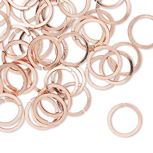 Jump ring, copper, 10mm hand-cut round square wire, 7.8mm inside diameter, 18 gauge. Sold per pkg of 50.