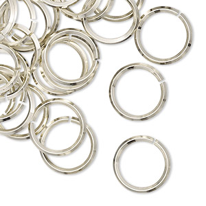 Jump ring, copper / zinc / nickel, nickel silver, 12mm hand-cut round diamond wire, 9.2mm inside diameter, 16 gauge. Sold per pkg of 50.