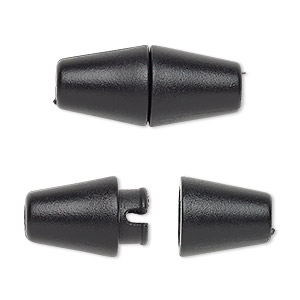 Clasp, breakaway, plastic, black, 27x12mm double cone. Sold per pkg of 10.