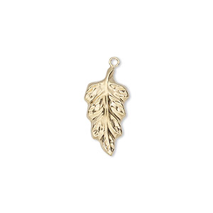 Charm, 14Kt gold-filled, 18x9mm single-sided leaf. Sold individually.