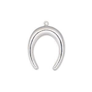 Charm, sterling silver, 21x17mm single-sided naja. Sold individually.