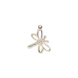 Charm, 14Kt gold-filled, 14x13mm single-sided dragonfly. Sold individually.