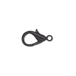 Clasp, lobster claw, black-finished brass, 14x9mm. Sold per pkg of 10.