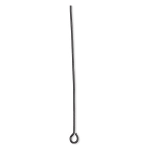 Eye pin, black-finished brass, 2 inches, 21 gauge. Sold per pkg of 50.