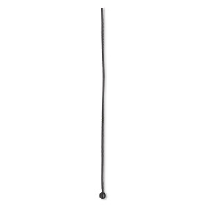 Head pin, black-finished brass, 2 inches with 2mm ball, 22 gauge. Sold per pkg of 50.