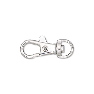 Clasp, lobster claw, imitation rhodium-finished steel and &quot;pewter&quot; (zinc-based alloy), 17x9mm with swivel. Sold per pkg of 10.