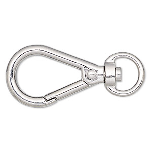 Clasp, self-closing hook, imitation rhodium-finished steel and &quot;pewter&quot; (zinc-based alloy), 27x17mm with swivel. Sold per pkg of 4.