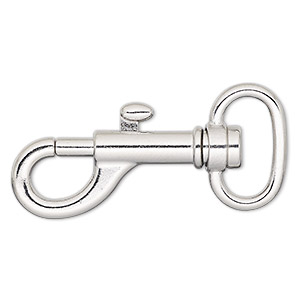 Clasp, self-closing hook, imitation rhodium-finished steel and pewter  (zinc-based alloy), 27x17mm with swivel. Sold per pkg of 4. - Fire Mountain  Gems and Beads