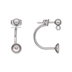 Earstud Components Stainless Steel Silver Colored