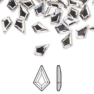 Flat back, Preciosa MAXIMA Czech crystal rhinestone, crystal AB, foil back,  8x4mm faceted navette. Sold per pkg of 6. - Fire Mountain Gems and Beads