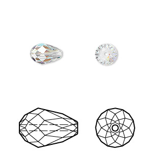 Bead, Crystal Passions&reg;, crystal AB, 9x6mm faceted teardrop (5500). Sold per pkg of 4.
