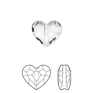 Bead, Crystal Passions&reg;, crystal clear, 12mm faceted love (5741). Sold per pkg of 4.