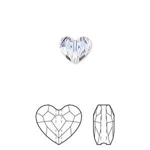 Bead, Crystal Passions&reg;, crystal AB, 8mm faceted love (5741). Sold per pkg of 4.