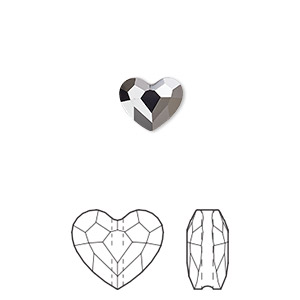 Bead, Crystal Passions&reg;, crystal silver night 2X, 8mm faceted love (5741). Sold per pkg of 4.