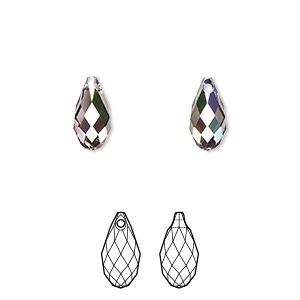 Drop, Crystal Passions&reg;, light amethyst heavy vitrail light, 11x5.5mm faceted briolette pendant (6010). Sold per pkg of 2.