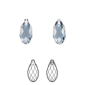 Drop, Crystal Passions&reg;, denim blue, 13x6.5mm faceted briolette pendant (6010). Sold per pkg of 2.