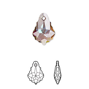 Drop, Crystal Passions&reg;, crystal purple haze, 16x11mm faceted baroque pendant (6090). Sold per pkg of 2.
