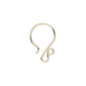 Ear wire, gold-finished sterling silver, 19.5mm French hook with spiral design and open loop, 20 gauge. Sold per pair.