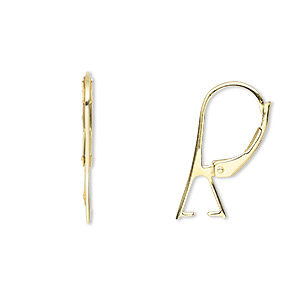 Ear wire, gold-finished sterling silver, 20mm leverback with ice-pick bail and 4.5mm grip length. Sold per pair.