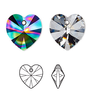Drop Swarovski Crystals Crystal Passions Crystal Rainbow Dark 18mm Xilion Heart Pendant 6228 Sold Per Pkg Of 2 Fire Mountain Gems And Beads