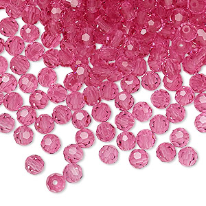 Bead, Preciosa Czech crystal, rose, 4mm faceted round. Sold per pkg of 24.