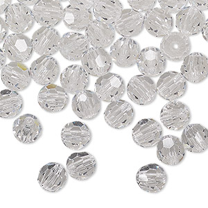 Bead, Preciosa Czech crystal, crystal clear, 6mm faceted round. Sold per pkg of 24.