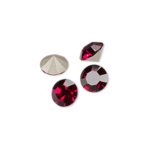 Chaton, Preciosa MAXIMA Czech crystal, ruby, foil back, 8.16-8.41mm faceted round, SS39. Sold per pkg of 8.