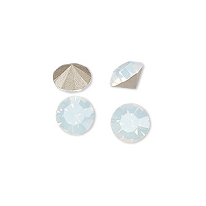 Chaton, Preciosa MAXIMA Czech crystal, white opal, foil back, 8.16-8.41mm faceted round, SS39. Sold per pkg of 8.