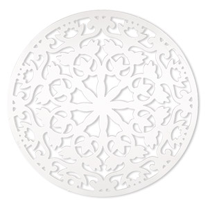 Focal, Lazer Lace&#153;, stainless steel, 42mm single-sided fancy domed round. Sold per pkg of 2.