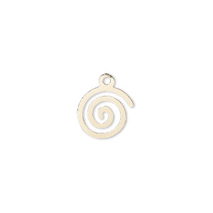 Drop, gold-finished steel, 12mm two-sided swirl. Sold per pkg of 20.
