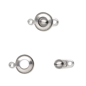Snap Button Clasps Stainless Steel Silver Colored