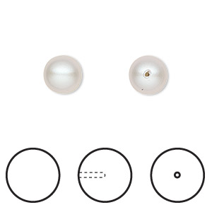 Pearl, Crystal Passions&reg;, iridescent dove grey, 8mm half-drilled round (5818). Sold per pkg of 4.