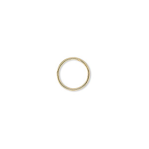 Jump ring, gold-plated brass, 8mm soldered round, 6.2mm inside diameter ...