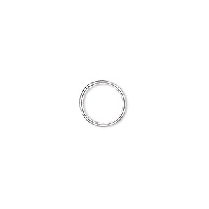 Jump ring, silver-plated brass, 10mm soldered round, 8.3mm inside diameter, 20 gauge. Sold per pkg of 100.