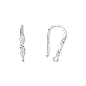 Hook Ear Wire Findings Cubic Zirconia Silver Colored