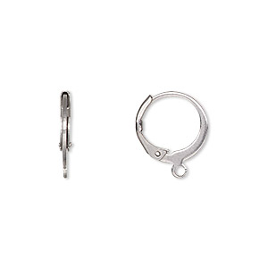 Ear wire, stainless steel, 14.5mm leverback with open loop. Sold per pkg of 2 pairs.