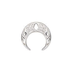 Component, sterling silver, 18x17mm single-sided naja with Celtic design. Sold individually.