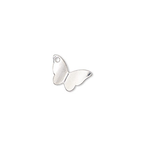 Charm, silver-finished &quot;pewter&quot; (zinc-based alloy), 12x11.5mm single-sided curved butterfly. Sold per pkg of 10.