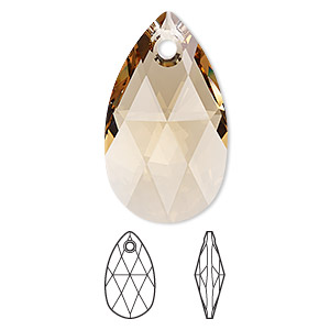 Drop, Crystal Passions&reg;, light Colorado topaz, 28mm faceted pear pendant (6106). Sold individually.