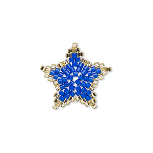 Drop, Creative Touch, glass, cobalt and yellow, 20mm double-sided star ...