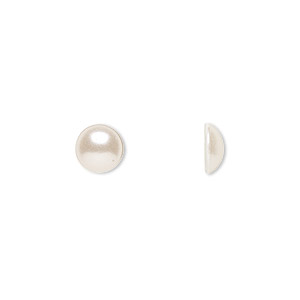 Flat back, Crystal Passions&reg; hotfix rhinestone, crystal white pearl, 7.07-7.27mm round (2080/4), SS34. Sold per pkg of 36.