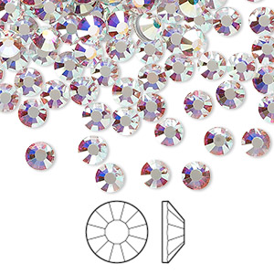Flat back, Preciosa VIVA 12® Czech crystal rhinestone, crystal AB, foil back,  4.6-4.8mm chaton rose round, SS20. Sold per pkg of 144 (1 gross). - Fire  Mountain Gems and Beads