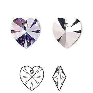 Drop, Crystal Passions&reg;, crystal vitrail light, 14mm heart pendant (6228). Sold per pkg of 24.