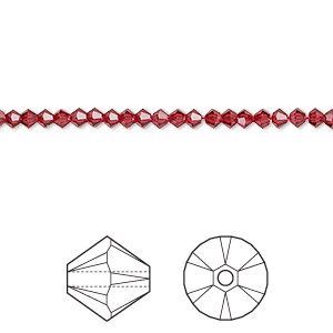 Bead, Crystal Passions&reg;, scarlet, 2.5mm bicone (5328). Sold per pkg of 144 (1 gross).